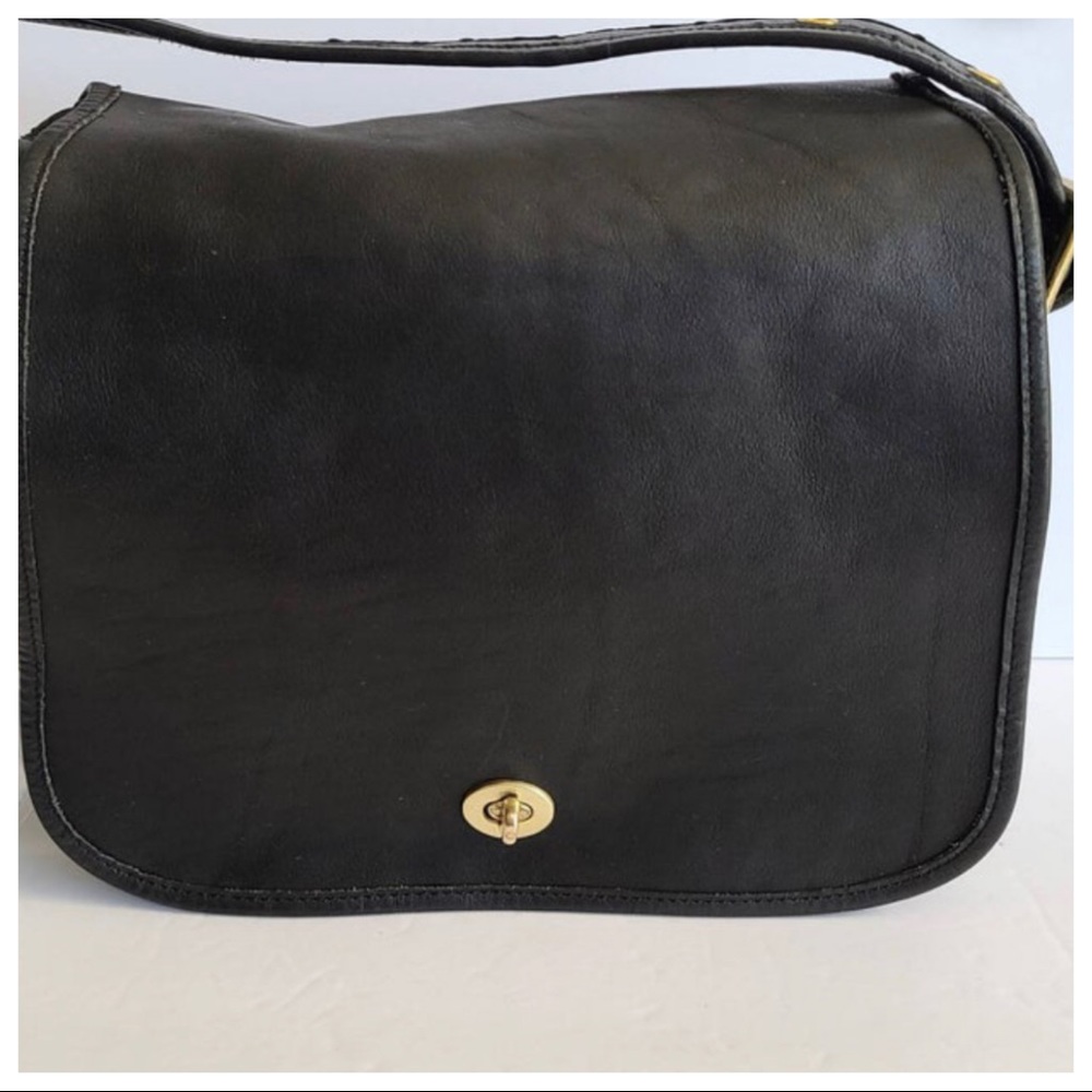 Black Leather Vintage, Coach stewardess bag - Picture 2 of 12
